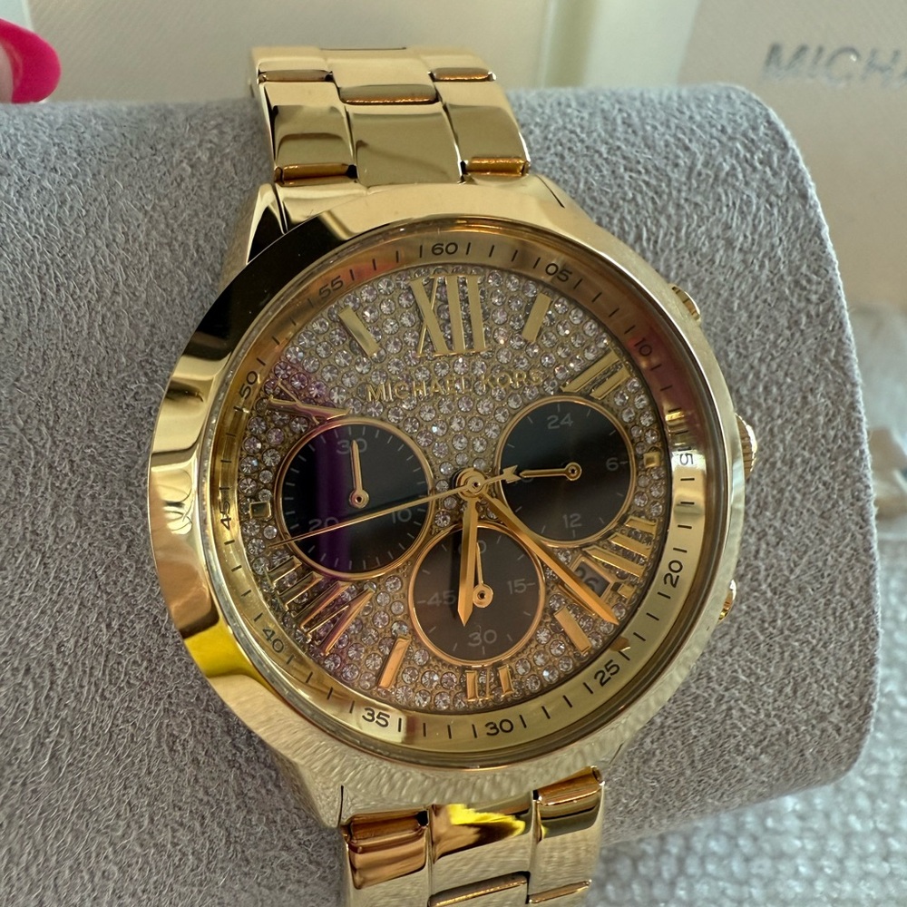 Gold Watch with Crystal Accents - Picture 4 of 12